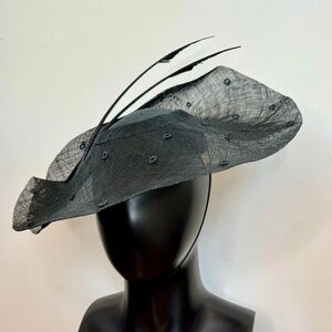 Vintage Ariane Millinery Los Angeles Black Hat Fascinator